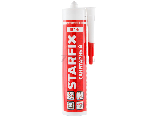 Герметик силиконовый STARFIX Sanitary Silicone белый 300 мл (SM-57866)