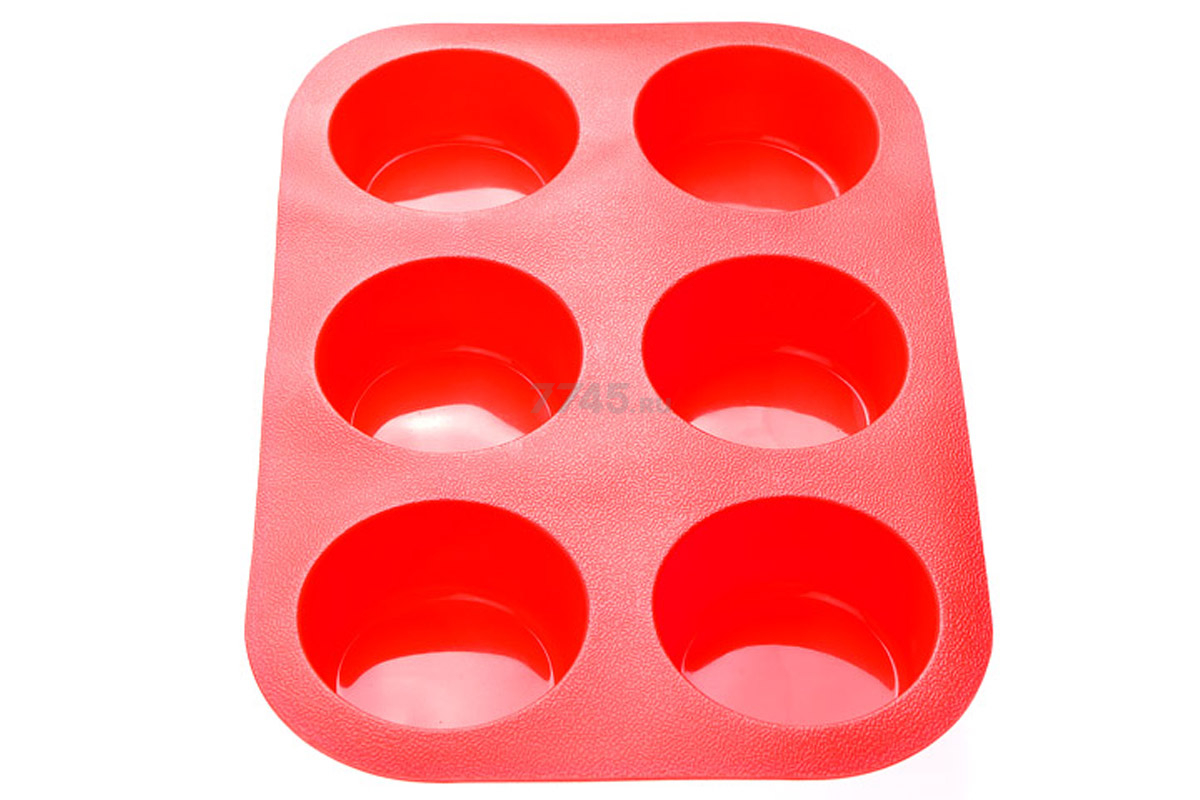 Форма для выпечки силиконовая прямоугольная на 6 кексов 26х17,5х3 см PERFECTO LINEA красная (20-000415) - Фото 2