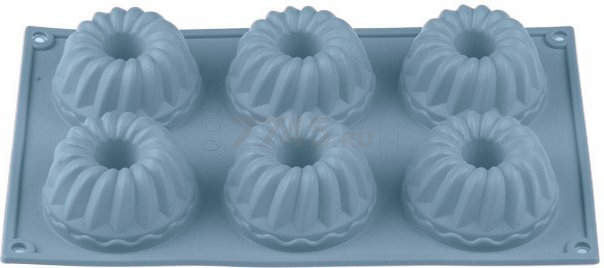 Форма для выпечки силиконовая прямоугольная на 6 кексов 28,5х17,5х4 см PERFECTO LINEA Bluestone голубая (20-003728) - Фото 2