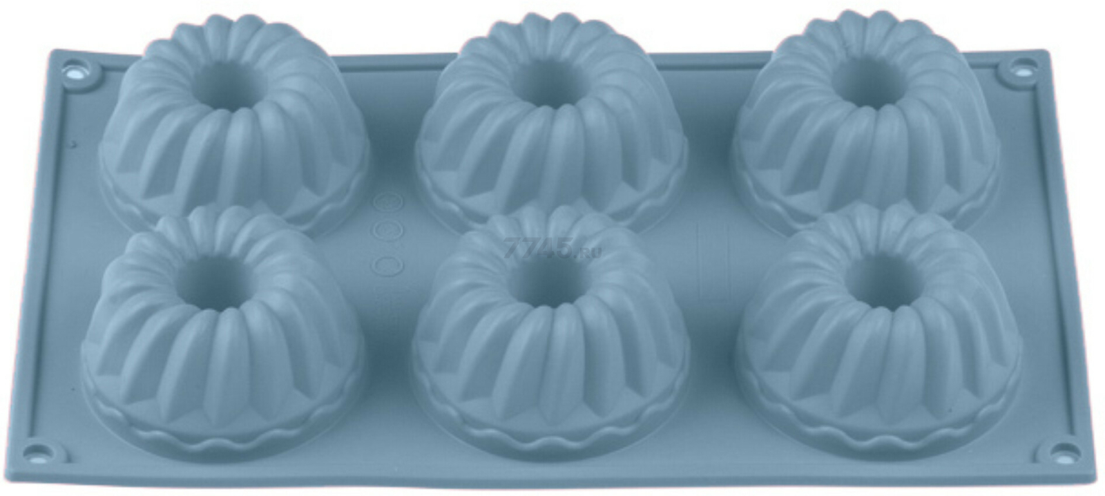 Форма для выпечки силиконовая прямоугольная на 6 кексов 28,5х17,5х4 см PERFECTO LINEA Bluestone голубая (20-003728)