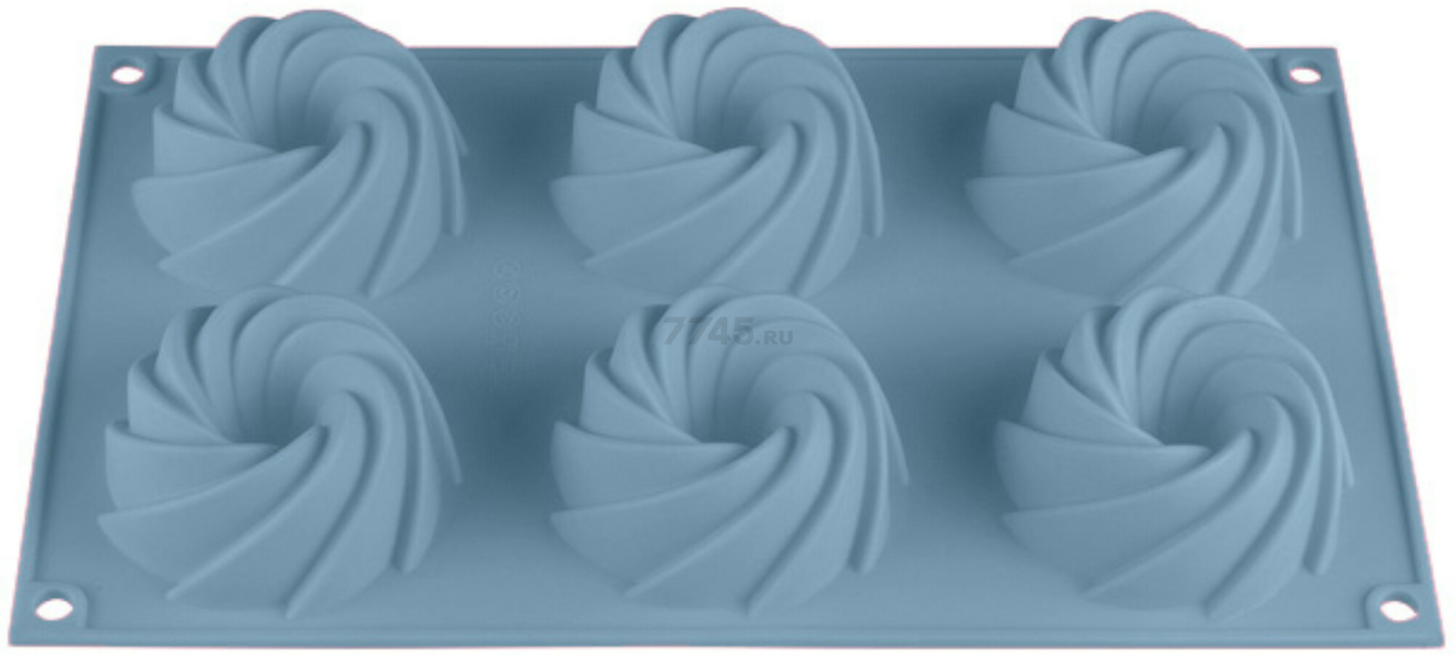 Форма для выпечки силиконовая прямоугольная на 6 кексов 29,2х17,3х3,5 см PERFECTO LINEA Bluestone голубая (20-105228)