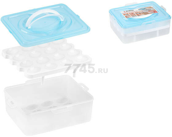 Контейнер пластиковый для хранения яиц PERFECTO LINEA 32 ячейки голубой (34-028232)