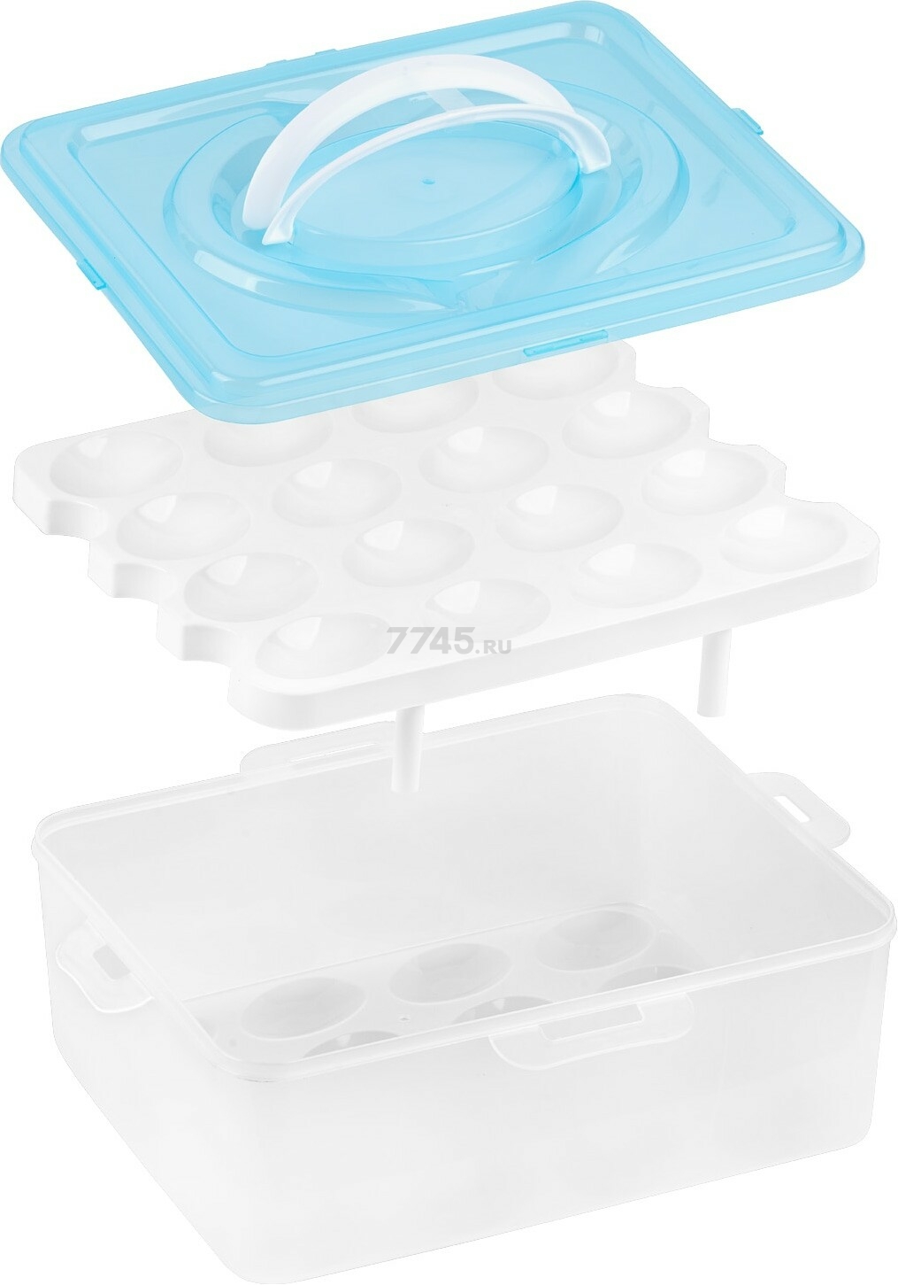 Контейнер пластиковый для хранения яиц PERFECTO LINEA 32 ячейки голубой (34-028232) - Фото 4