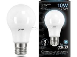 Лампа светодиодная E27 GAUSS Filament A60 10 Вт 4100К 
