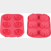 Форма для выпечки силиконовая прямоугольная на 6 кексов 27,5х18х3 см PERFECTO LINEA Fruit Dove розовый (20-000619)