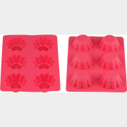 Форма для выпечки силиконовая прямоугольная на 6 кексов 25,5х18х3 см PERFECTO LINEA Fruit Dove розовый (20-107229)