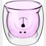 Стакан стеклянный PERFECTO LINEA Bear с двойными стенками 250 мл розовый (30-125004)