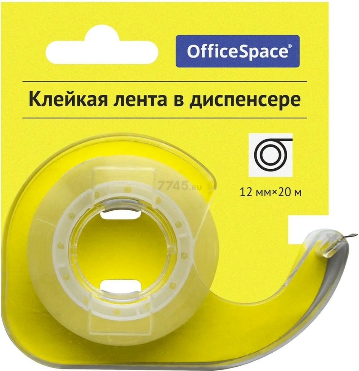 Скотч канцелярский 12 мм 20 м OFFICESPACE в диспенсере  с .