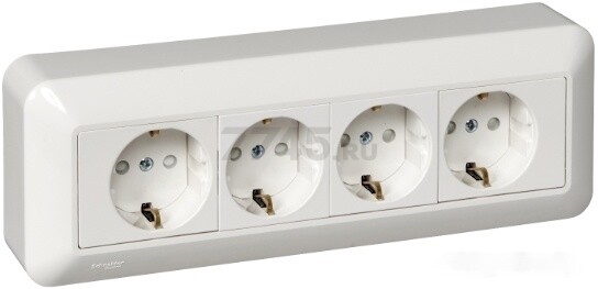Розетка четверная наружная SCHNEIDER ELECTRIC Хит купить с доставкой по ...