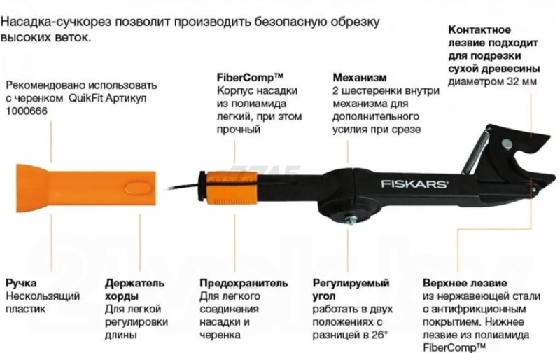 Сучкорез FISKARS QuikFit 136525 (1001410) - Фото 5