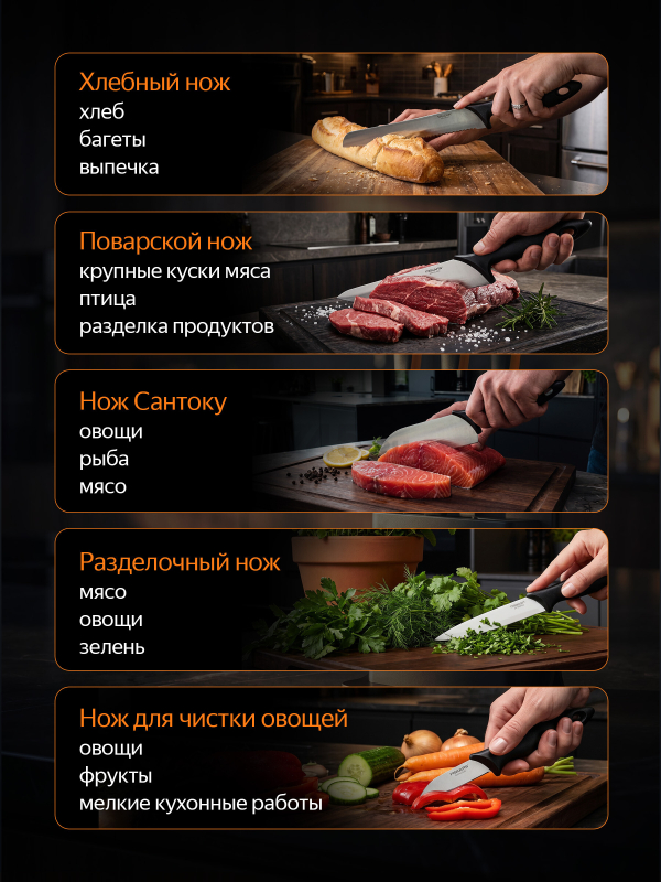 Набор ножей FISKARS Essential 5 штук (1023782) - Фото 3