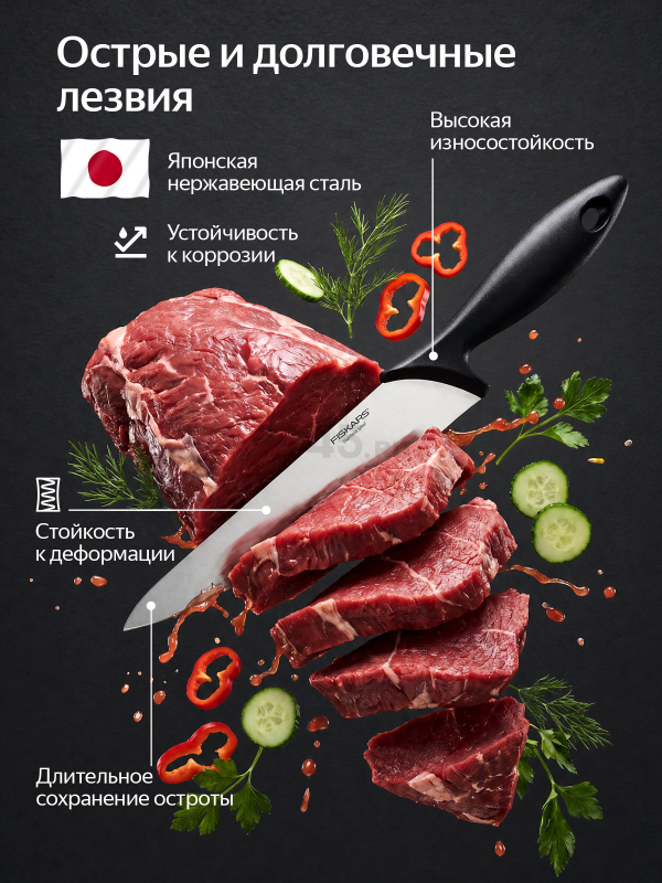 Набор ножей FISKARS Essential 5 штук (1023782) - Фото 4