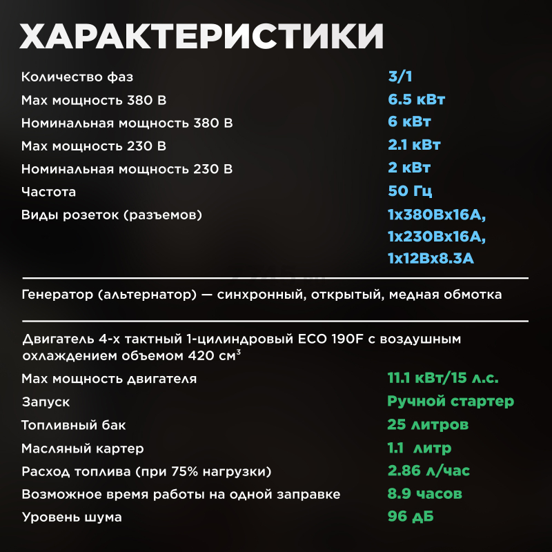 Генератор бензиновый ECO PE-8501S3 - Фото 3