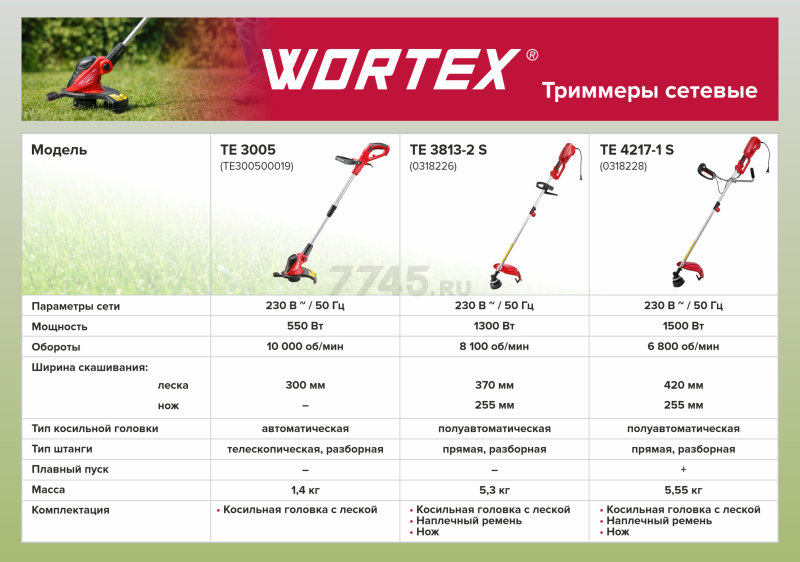 Триммер электрический WORTEX TE 3005 (TE300500019) - Фото 10