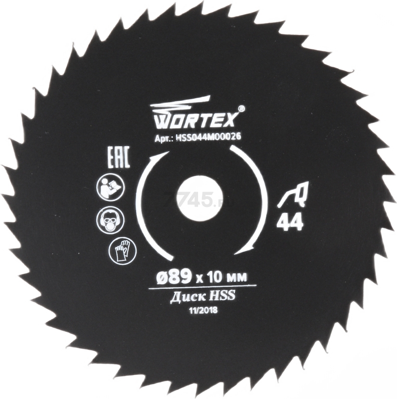 Диск пильный 89x10 мм 44 зуба WORTEX HS S044 M (HSS044M00026)