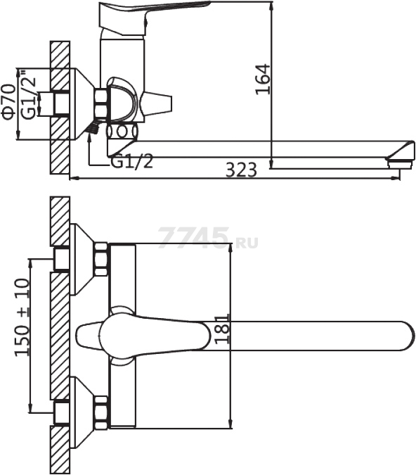 Смеситель для ванны AV ENGINEERING AVLAW7-A589 (AVLAW7-A589-638) - Фото 2