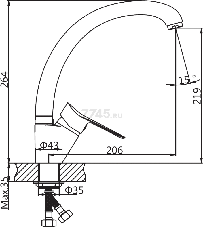 Смеситель для кухни AV ENGINEERING AVLAW4-A589 (AVLAW4-A589-635) - Фото 7
