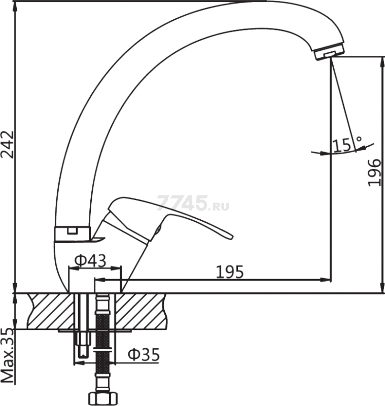 Смеситель для кухни AV ENGINEERING AVZKN4-A267 (AVZKN4-A267-647) - Фото 7