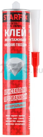Клей монтажный каучуковый STARFIX Жидкие гвозди бесцветный 300 мл (SM-41086-1)
