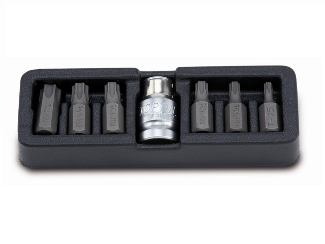 Набор бит TORX 10 мм Т25-Т55 + переходник 1/2" 7 предметов TOPTUL (GAAT0705)
