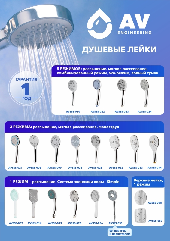 Лейка для душа AV ENGINEERING AVSSS-031 - Фото 8