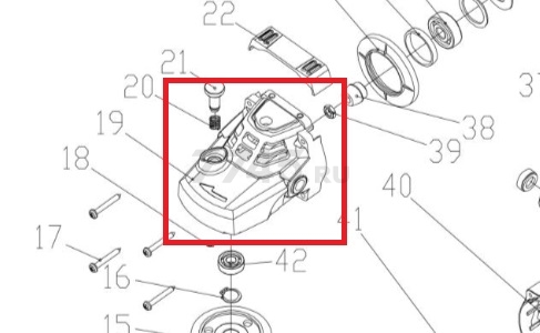Корпус редуктора для болгарки BULL WS2302 (SDY2301-19)