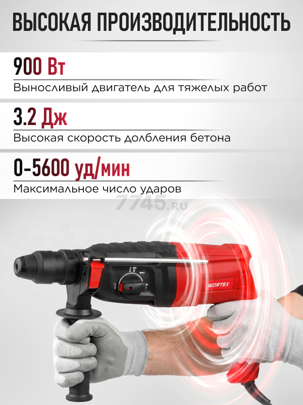 Перфоратор WORTEX RH 2829 (RH282901129) - Фото 3