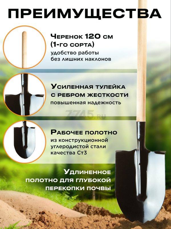 Лопата штыковая STARTUL Garden (ST6097-01) - Фото 2