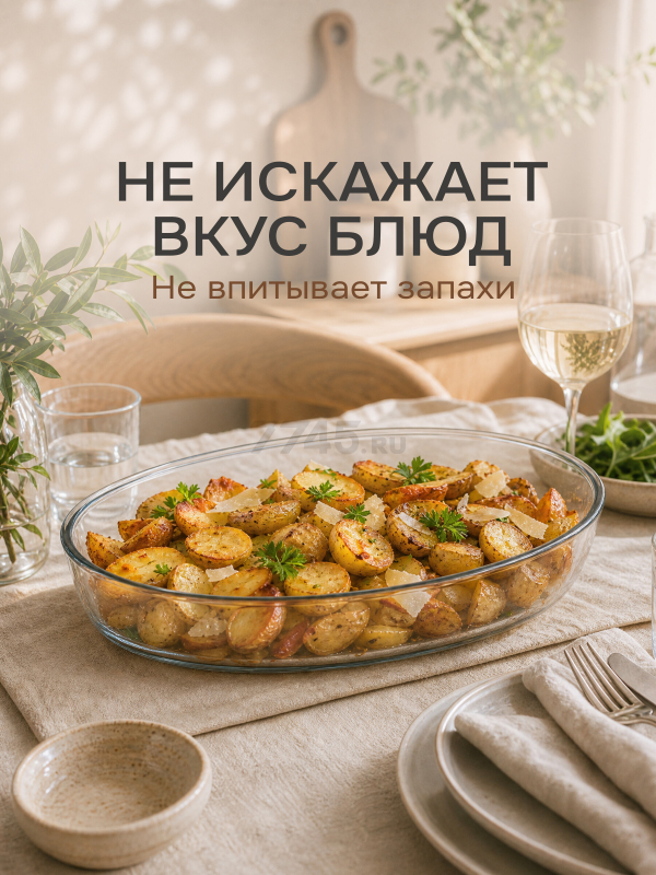 Форма для выпечки из жаропрочного стекла овальная PERFECTO LINEA 4 л (12-400010) - Фото 5