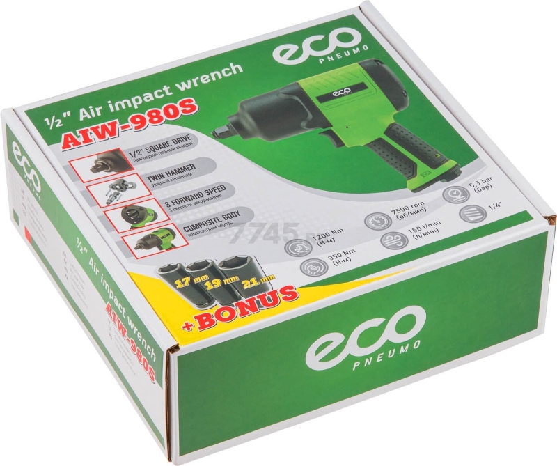 Пневмогайковерт ударный ECO AIW-980S - Фото 17