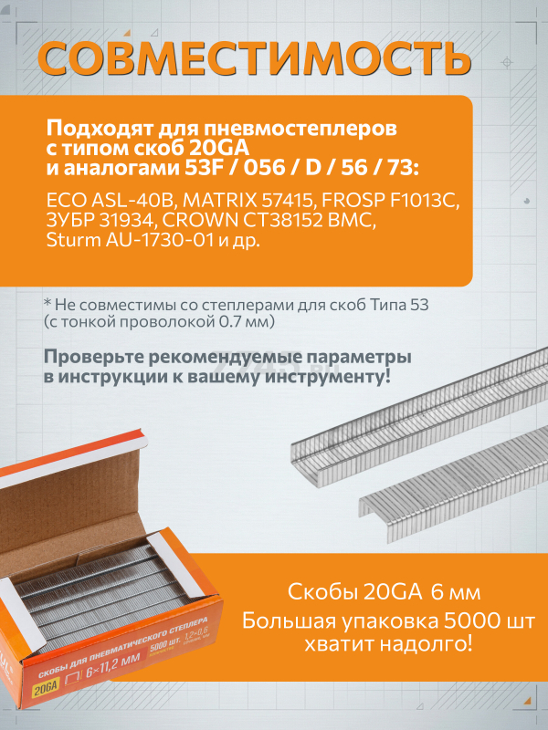 Скобы 6 мм тип 20GA 5000 штук STARTUL PROFI (ST4530-06) - Фото 4