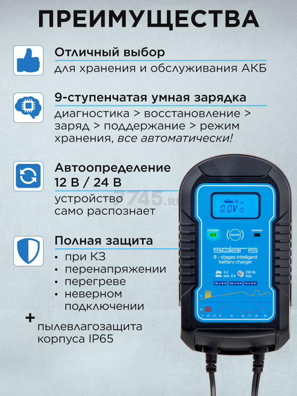 Устройство зарядное SOLARIS CH-81 Digital (CH81D011) - Фото 2