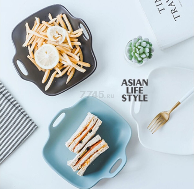 Блюдо керамическое квадратное PERFECTO LINEA Asian 19х18,5х4,7 см черный (17-101901) - Фото 3