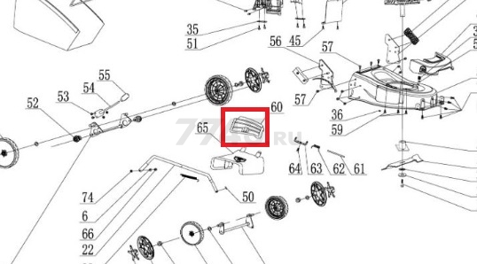 Крышка корпуса боковая для газонокосилки ECO LG-534 (604250)