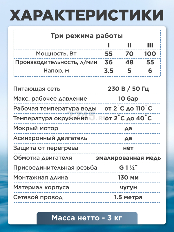 Насос циркуляционный A&P Titan-RS25-60-130 (AP118T004) - Фото 6