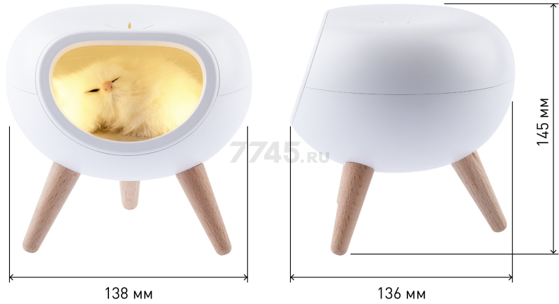Ночник детский светодиодный ЭРА Котик NLED-467-1W-W белый - Фото 12