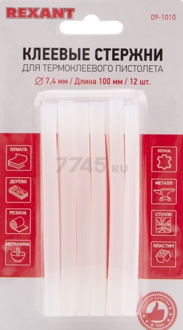 Стержень клеевой 7х100 мм прозрачный REXANT 12 штук (09-1010) - Фото 3