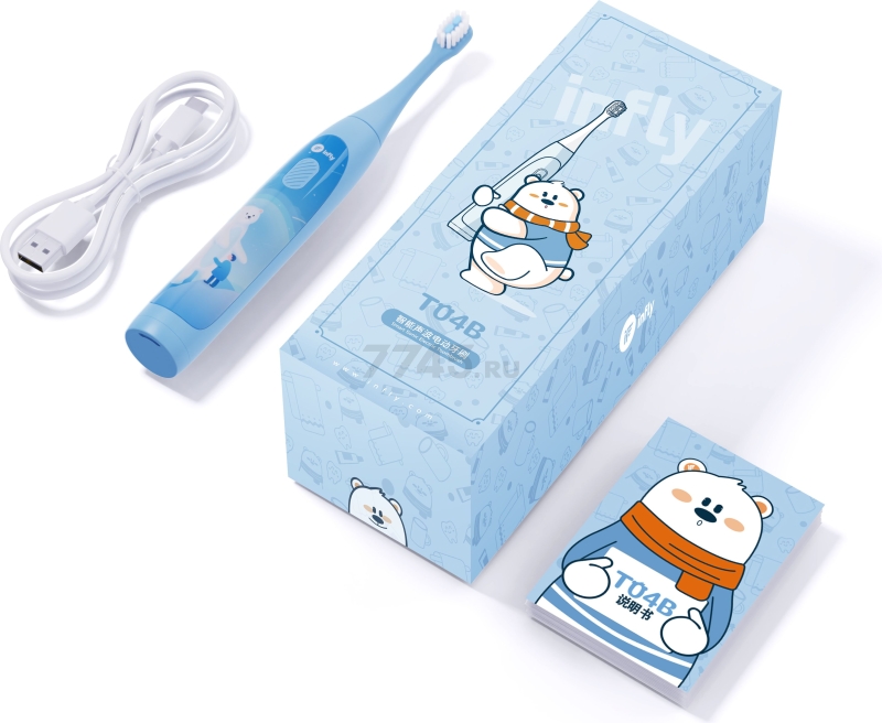 Зубная щетка электрическая детская INFLY Kids Electric Toothbrush T04B Blue (T20040BIN) - Фото 18