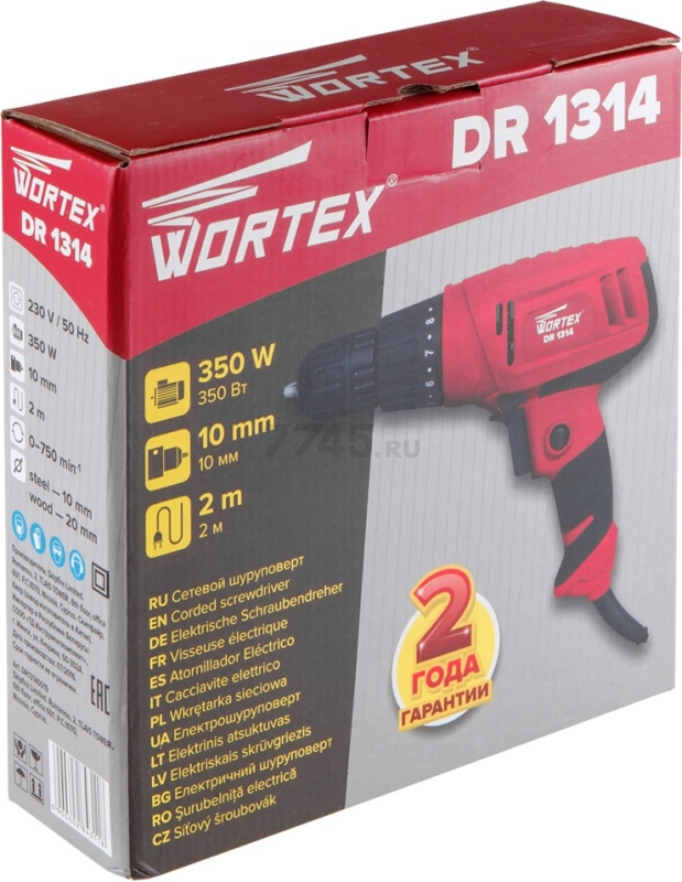 Дрель-шуруповерт сетевая WORTEX DR 1314 (DR13140019) - Фото 5