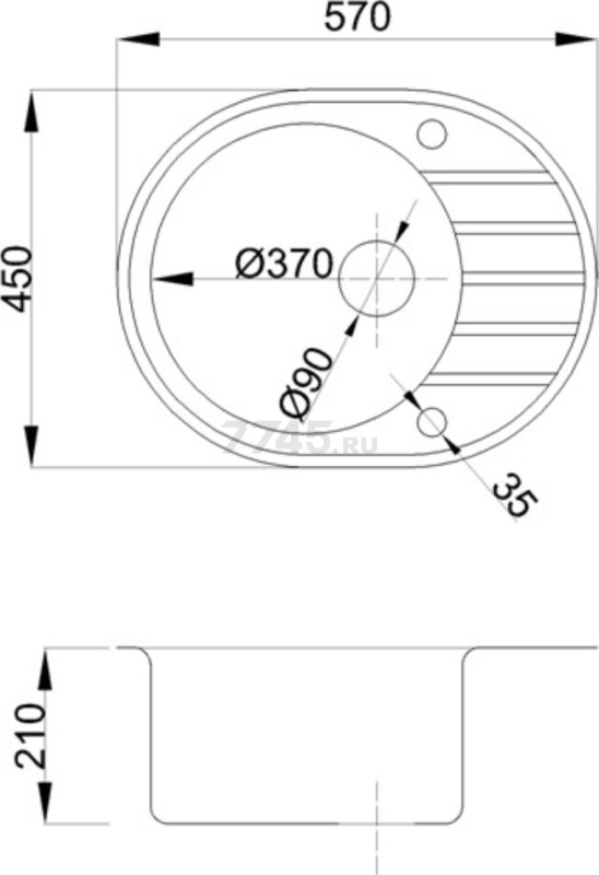 Мойка из искусственного камня AV ENGINEERING Rio песочный (AV580450RSNA) - Фото 16