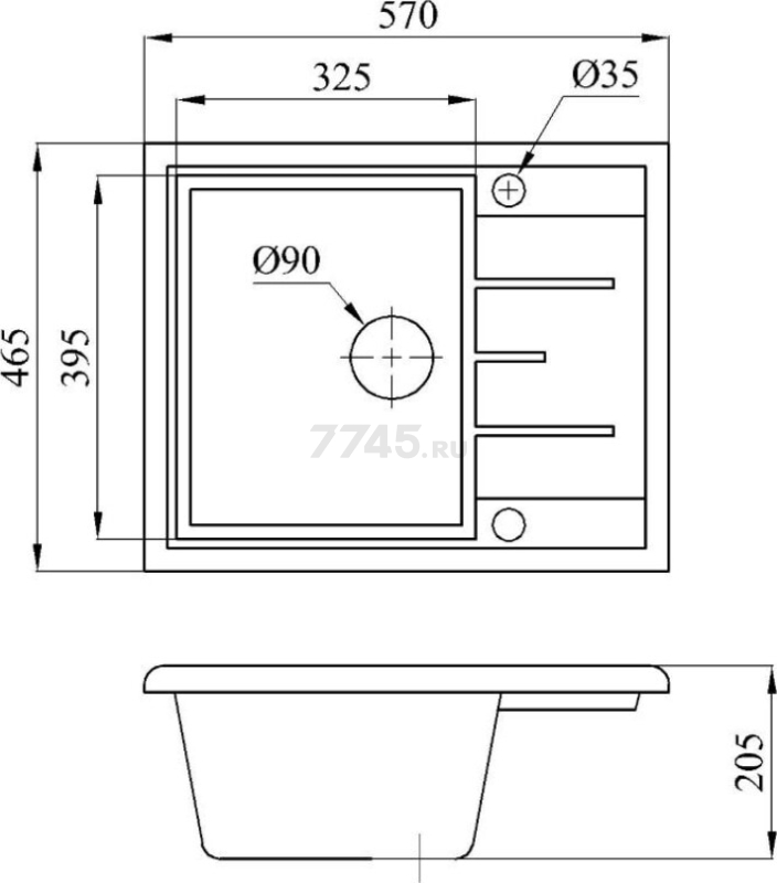 Мойка из искусственного камня AV ENGINEERING Platinum серый (AV765495PGRA) - Фото 8