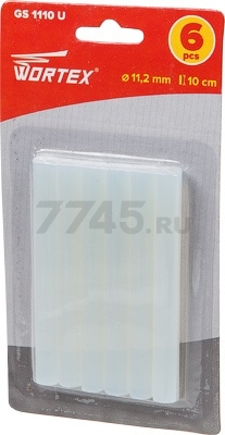 Стержень клеевой 11,2х100 мм прозрачный WORTEX GS 1110 6 штук (GS1110U00011)