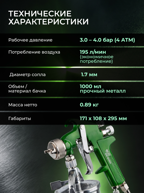 Краскопульт пневматический ECO SG-5000 (EC1533-17) - Фото 4