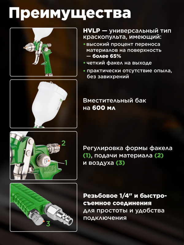 Краскопульт пневматический ECO SG-8000 (EC1534-14) - Фото 2