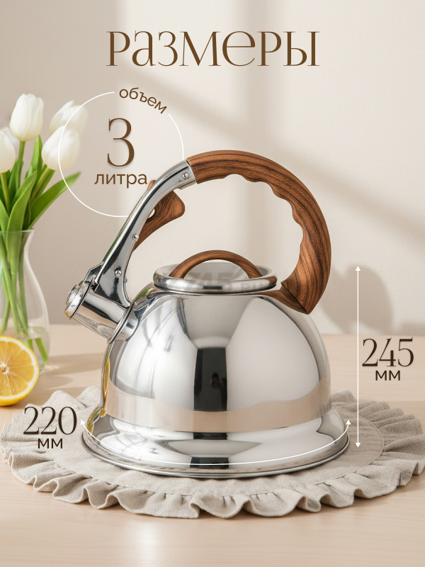 Чайник со свистком PERFECTO LINEA Earl Gray 3 л (52-330003) - Фото 3