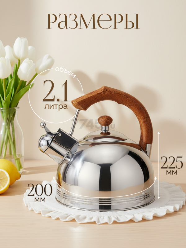 Чайник со свистком PERFECTO LINEA Puer 2.5 л (52-225002) - Фото 3