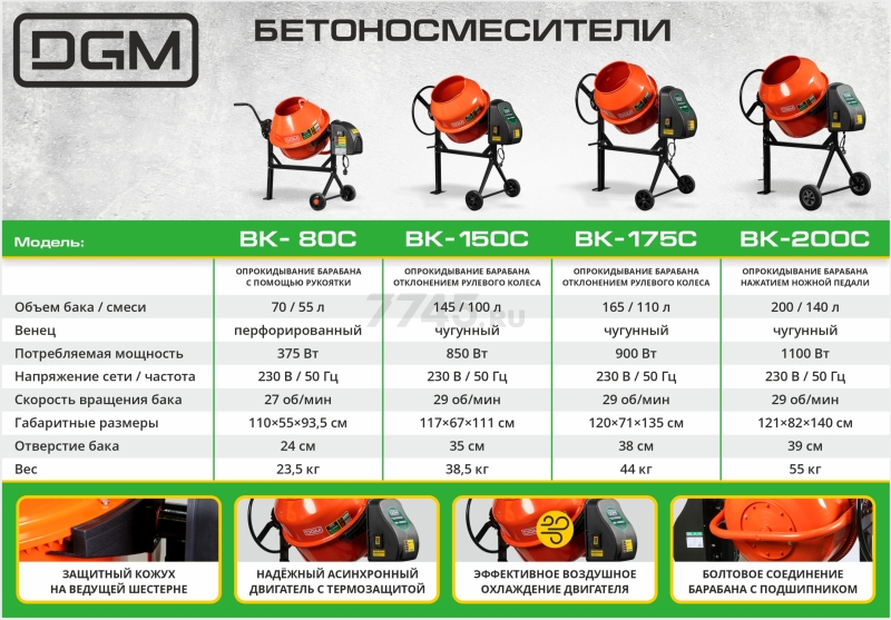 Бетономешалка DGM BK-150C (DG1541-4) - Фото 17