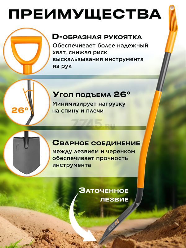 Лопата штыковая STARTUL Metsa (ST6080-02) - Фото 3
