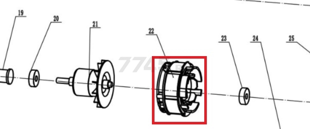 Статор для гайковерта BULL SC 1804 (YN-490-22+28+30)