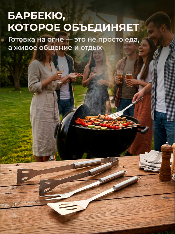 Набор аксессуаров для барбекю PERFECTO LINEA 3 предмета (47-111331) - Фото 4
